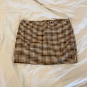 Brandy Melville Tan Plaid Mini Skirt
